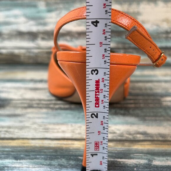 St John Slingback Pumps Womens 6.5B Orange Leather Dress Shoe Work Formal Heels - Picture 12 of 13